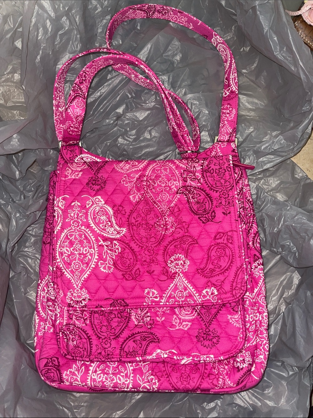 Vera Bradley Mailbag Quilted Pink Paisley Crossbody Bag